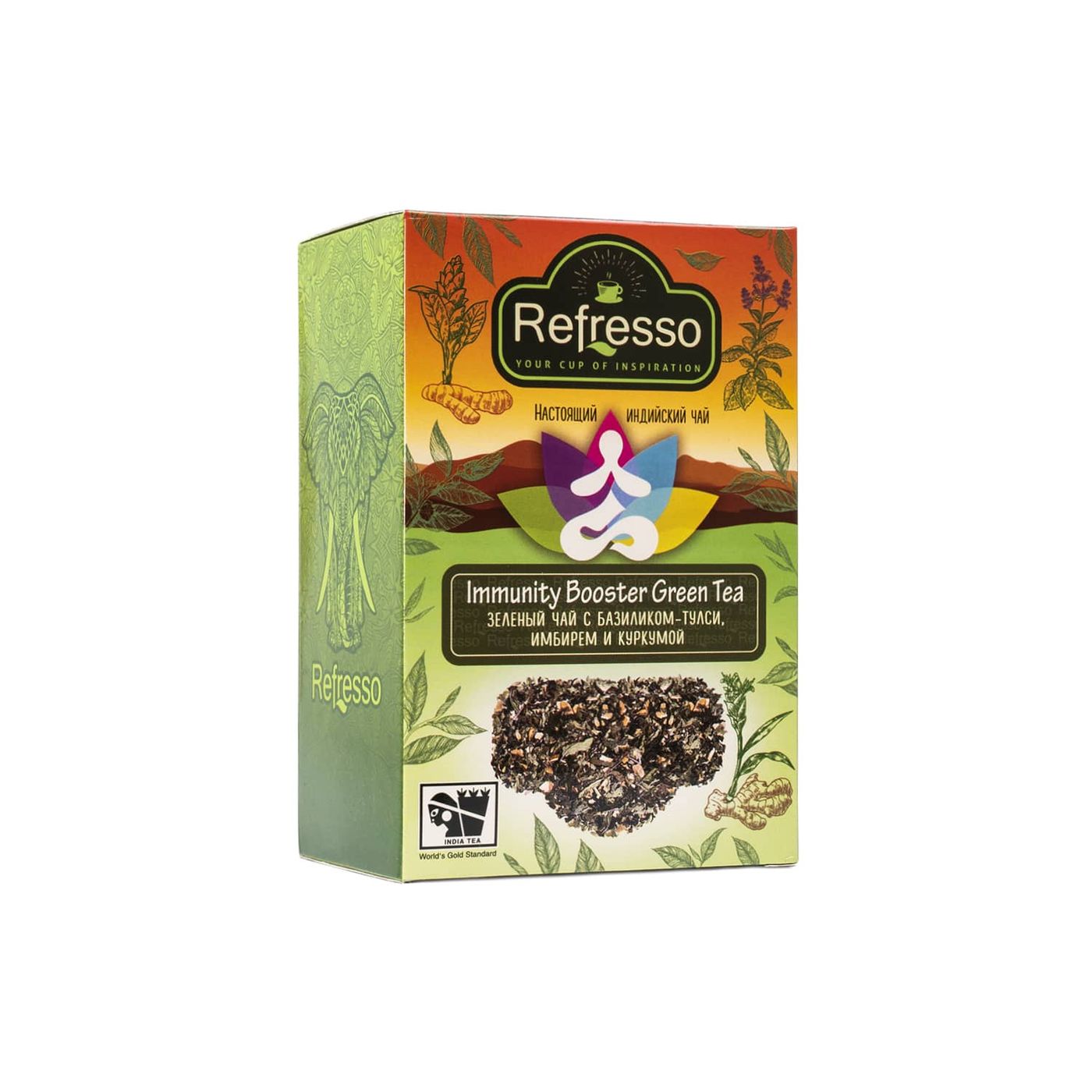 Зеленый чай с базиликом - тулси, имбирем и куркумой REFRESSO 250 г купить